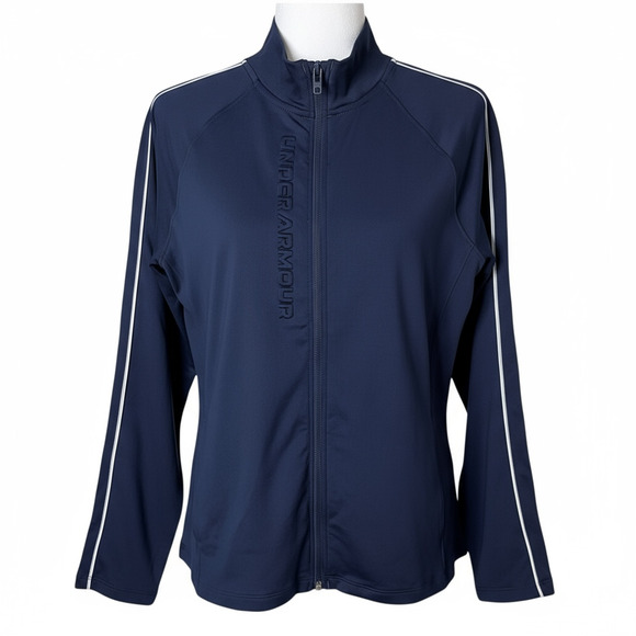 Under Armour Storm Women's Midlayer Full-Zip Track Jacket L Navy Blue Athletic - Picture 1 of 12